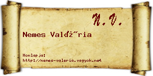 Nemes Valéria névjegykártya