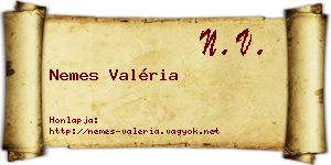 Nemes Valéria névjegykártya
